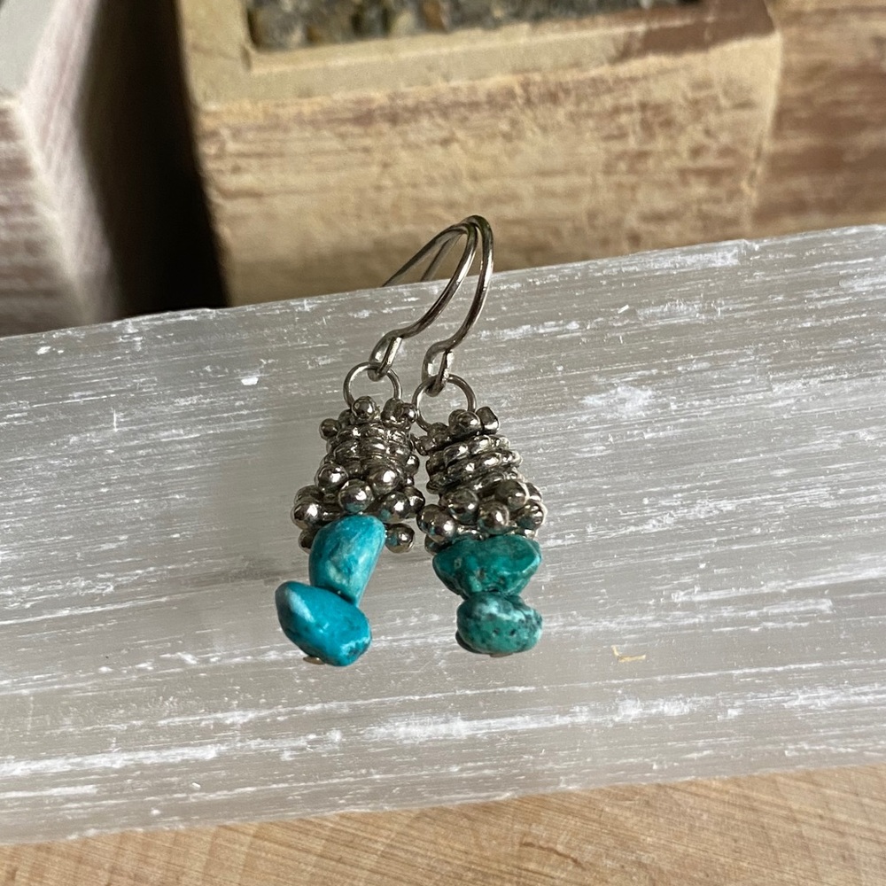 Silver & Turquoise Mini Stone Earrings 💙✨